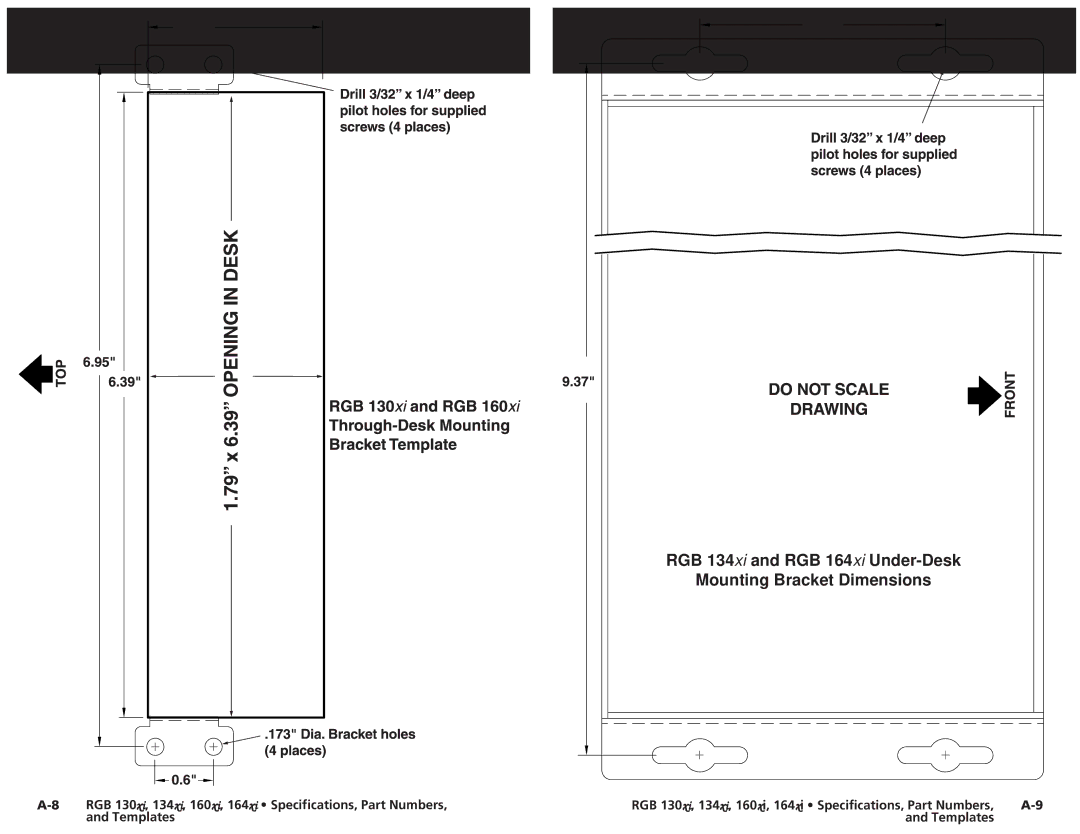 Extron electronic RGB 164XI, RGB 160XI user manual Specifications, Part Numbers, Templates, cont’d 