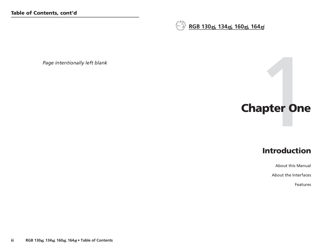 Extron electronic RGB 164XI, RGB 160XI user manual RGB 130xi, 134xi, 160xi, Table of Contents, cont’d 