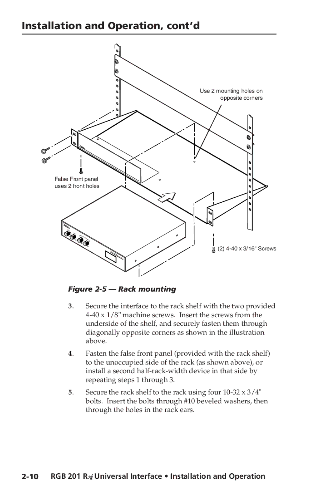 Extron electronic RGB 201 Rxi manual Rack mounting 