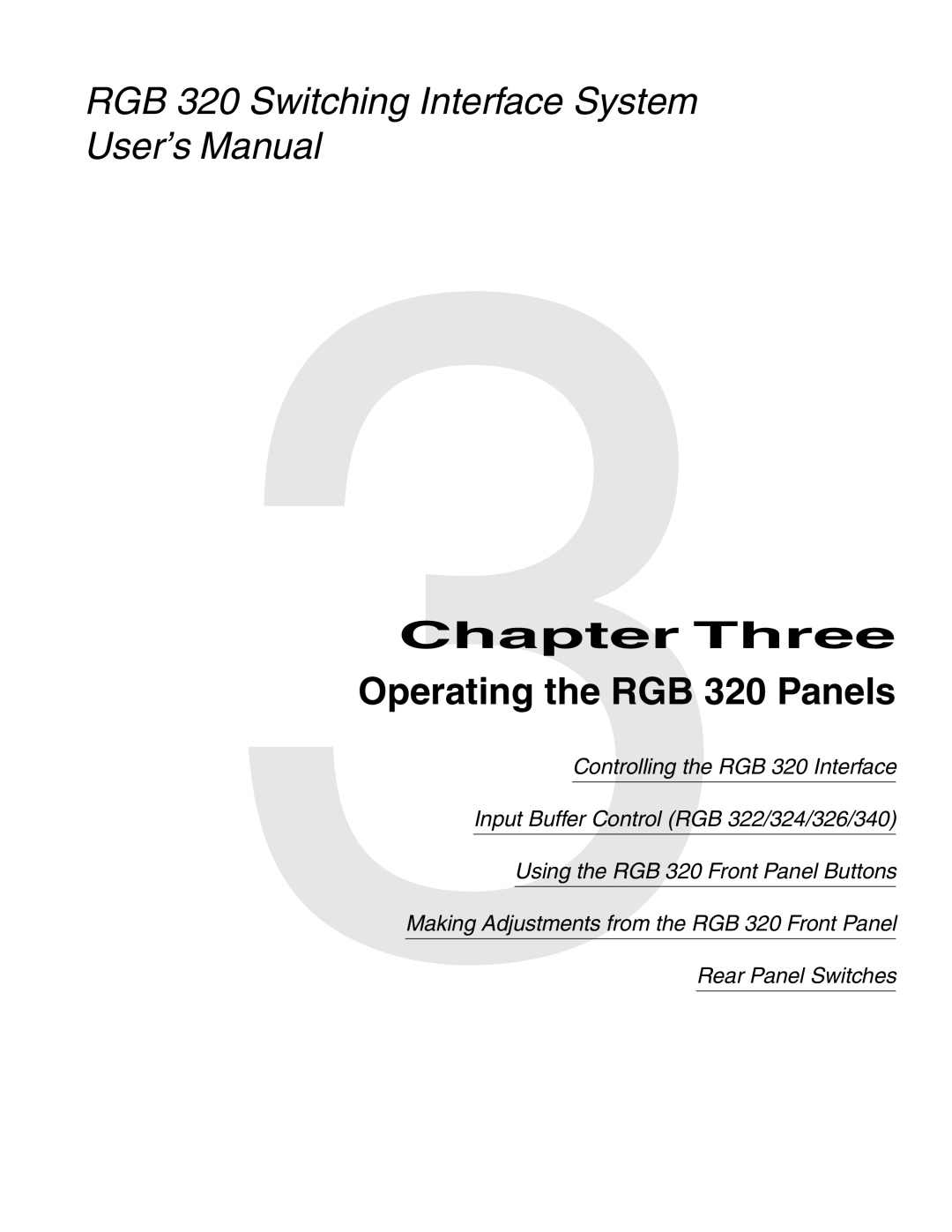 Extron electronic manual Operating the RGB 320 Panels 