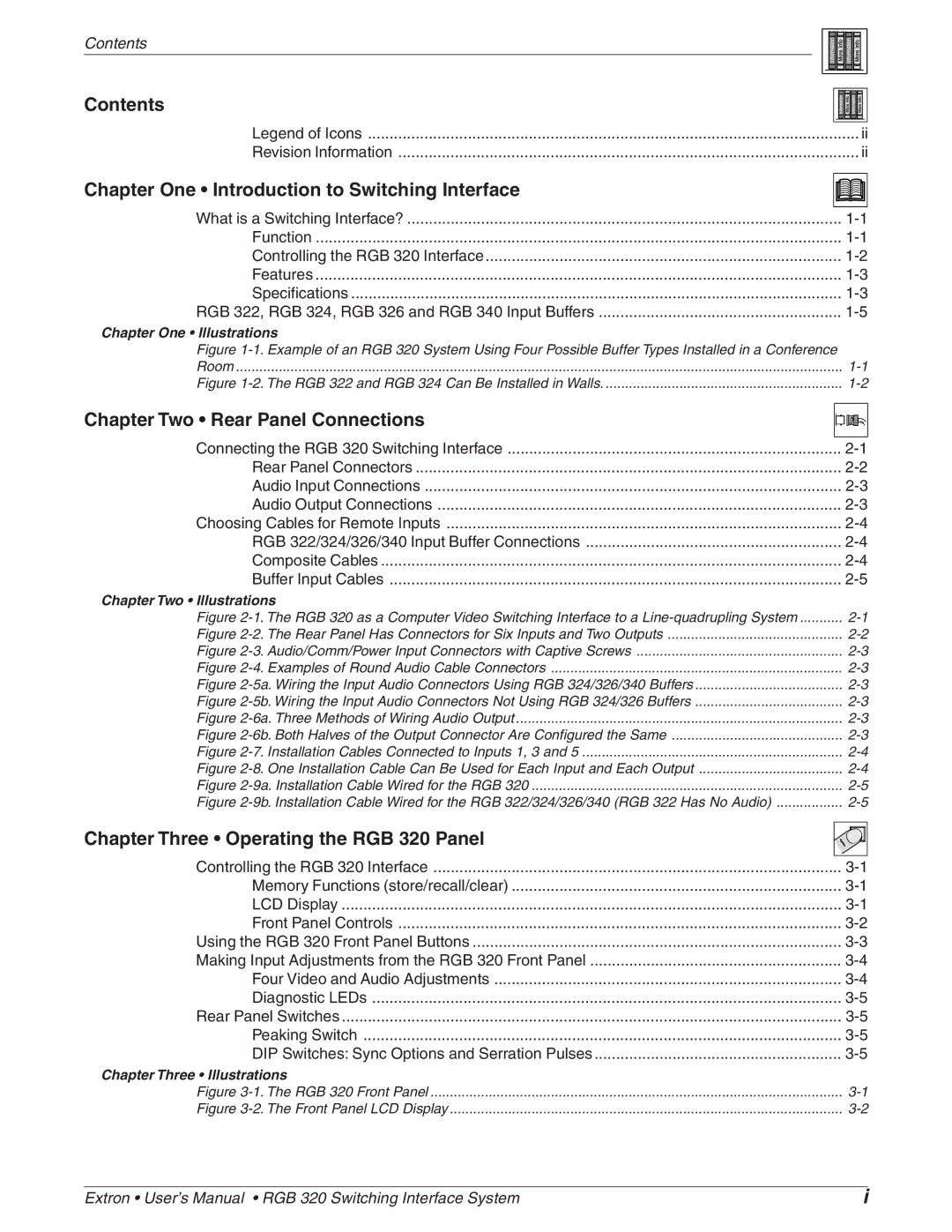 Extron electronic RGB 320 manual Contents 