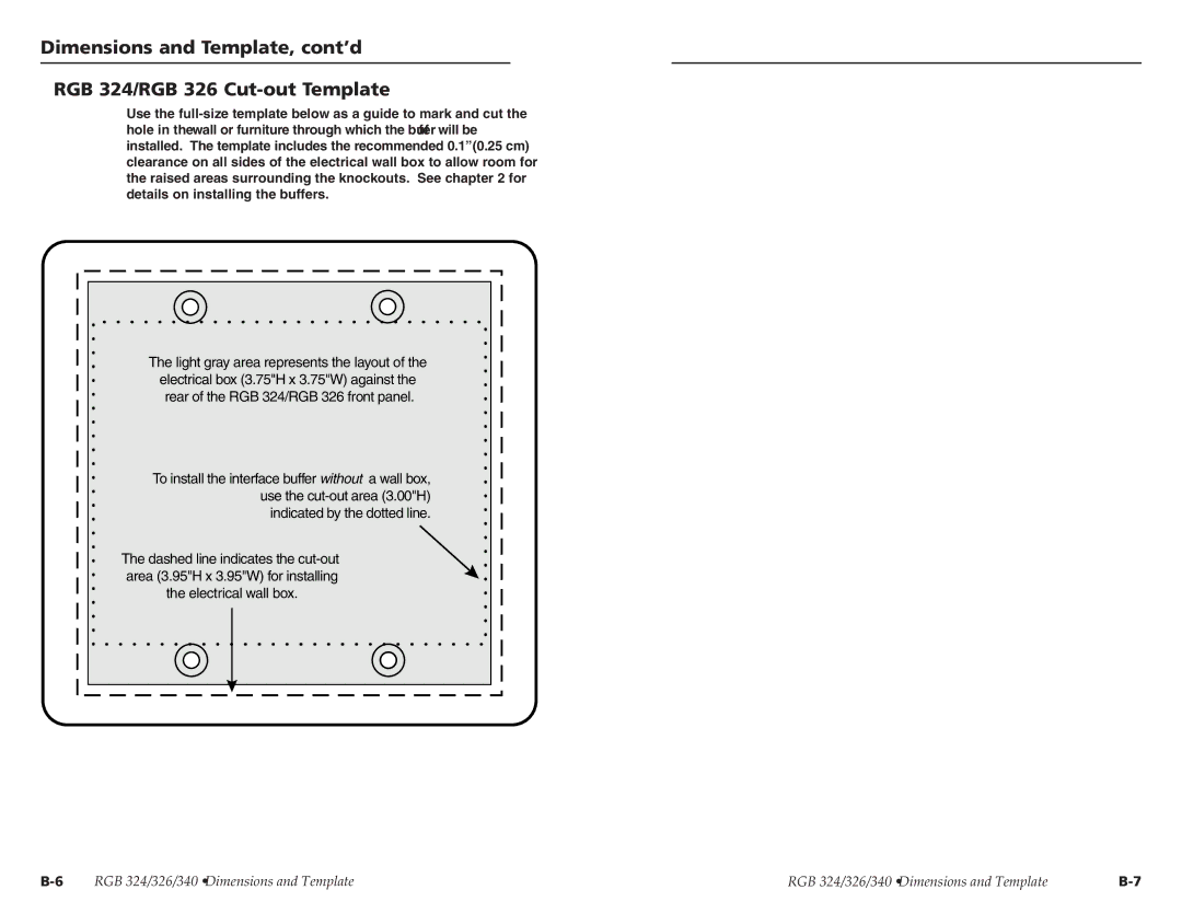 Extron electronic RGB 340, RGB 326 user manual RGB 324/326/340 Dimensions and Template 