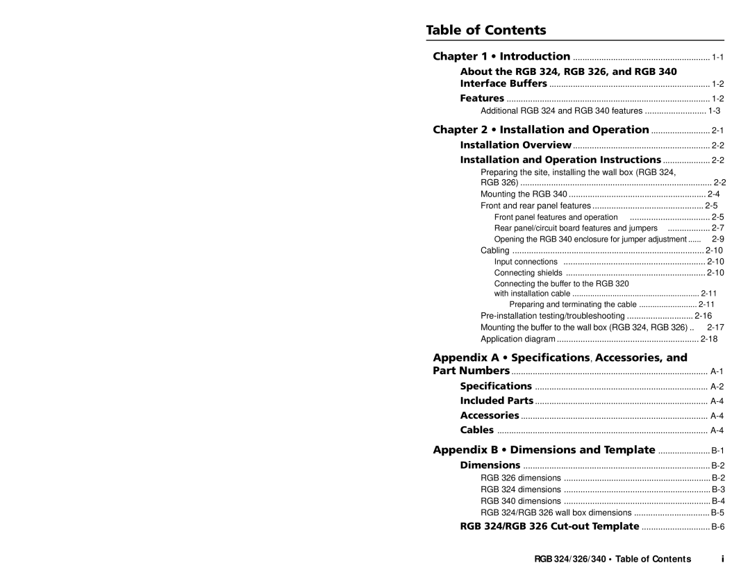 Extron electronic RGB 340, RGB 326, RGB 324 user manual Table of Contents 