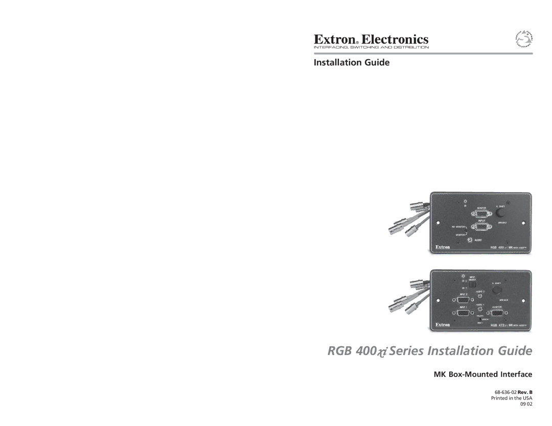 Extron electronic manual RGB 400xi Series Installation Guide 