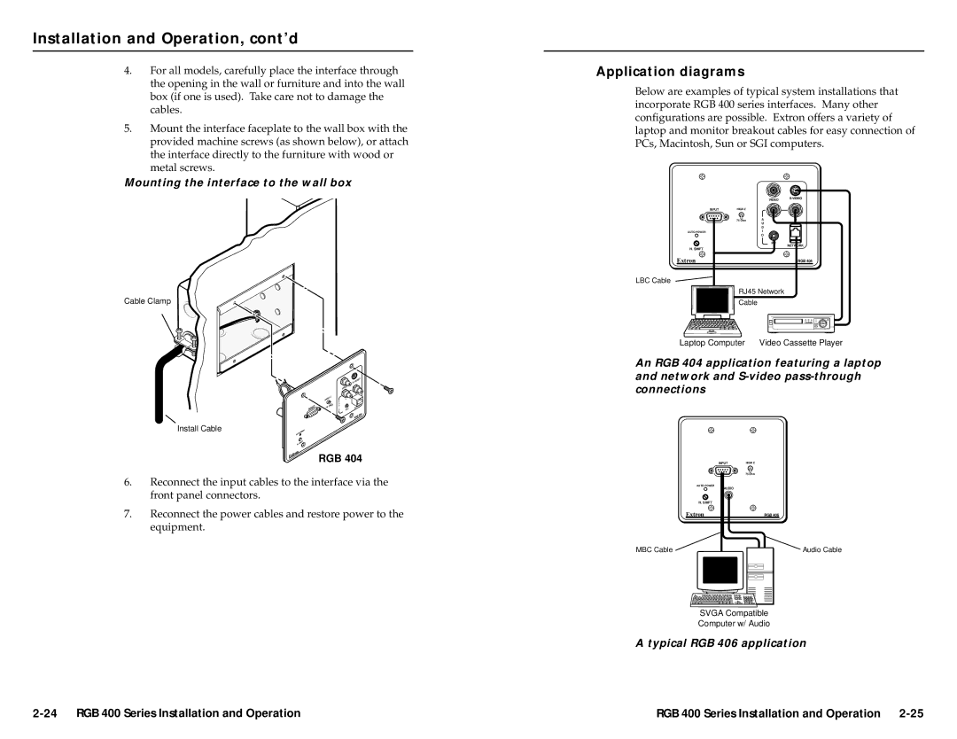 Extron electronic RGB 408, RGB 402, RGB 406, RGB 400 Series, RGB 404 user manual Application diagrams, Rgb 