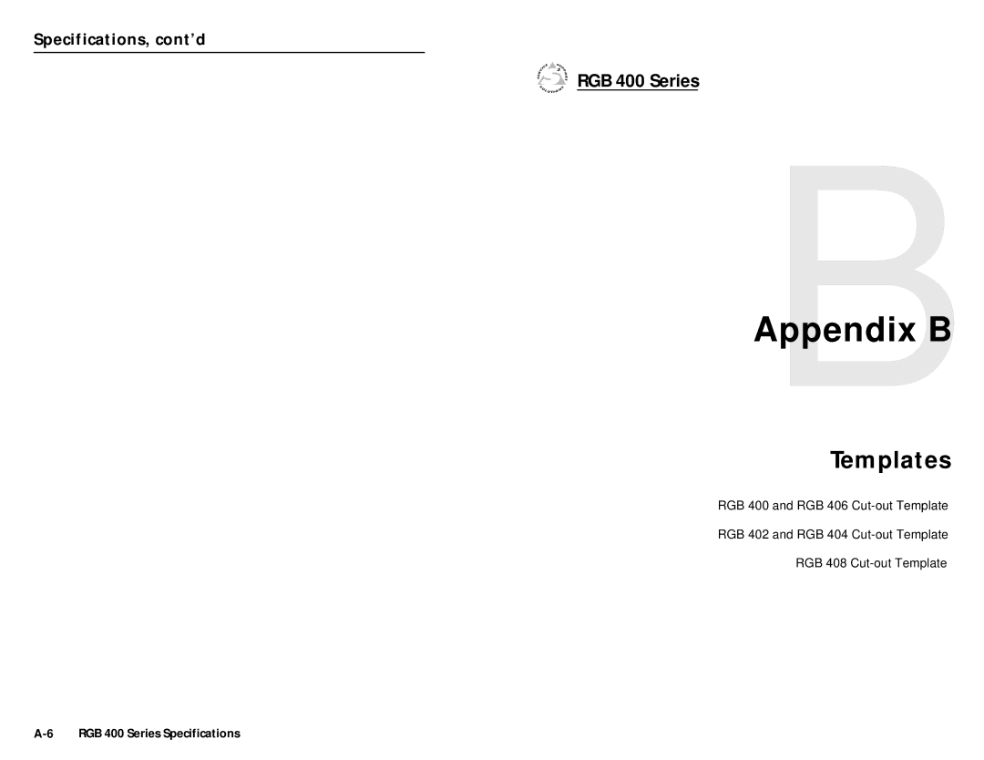 Extron electronic RGB 406, RGB 402, RGB 408, RGB 400 Series, RGB 404 user manual AppendixBB, Templates 