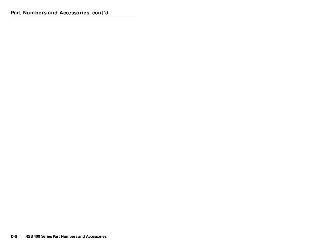 Extron electronic RGB 406, RGB 402, RGB 408, RGB 404 user manual RGB 400 Series Part Numbers and Accessories 