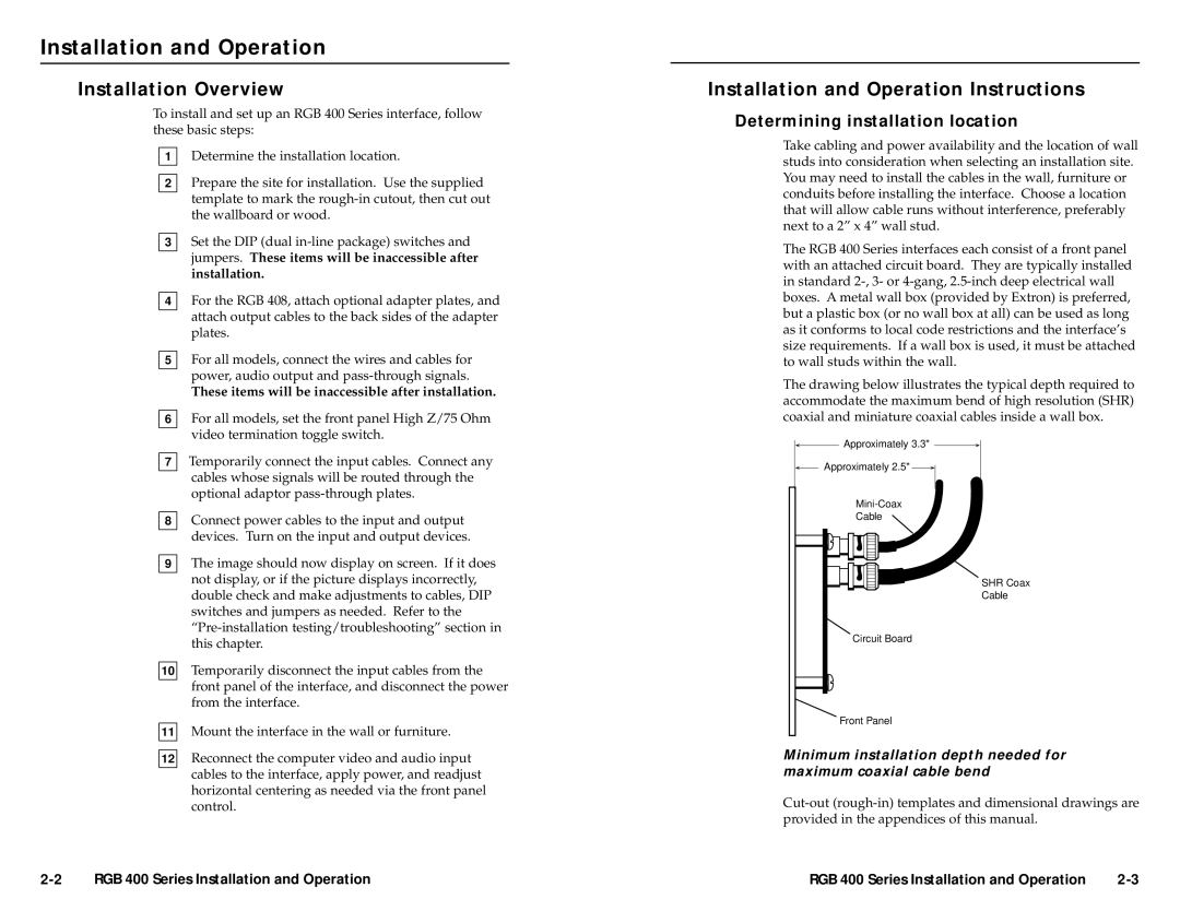 Extron electronic RGB 406, RGB 402, RGB 408, RGB 404 Installation Overview, Installation and Operation Instructions 