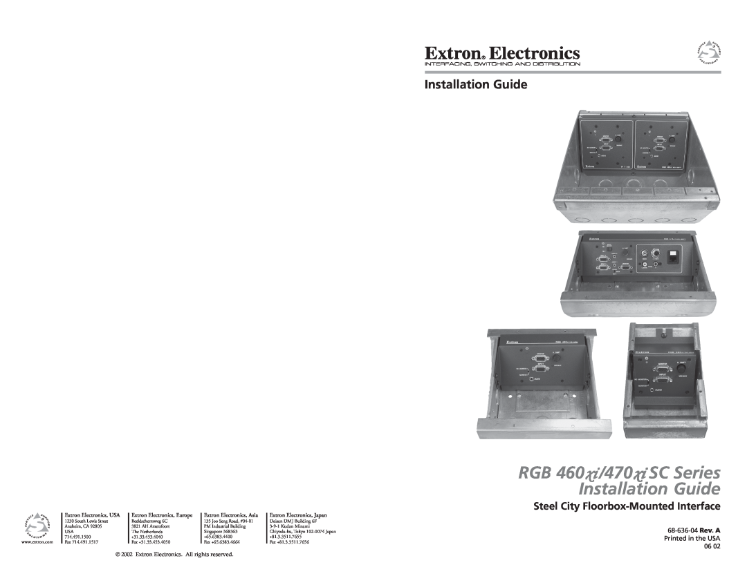 Extron electronic RGB 464xi SC, RGB 472xi SC manual Installation Guide, Steel City Floorbox-Mounted Interface, SC Series 