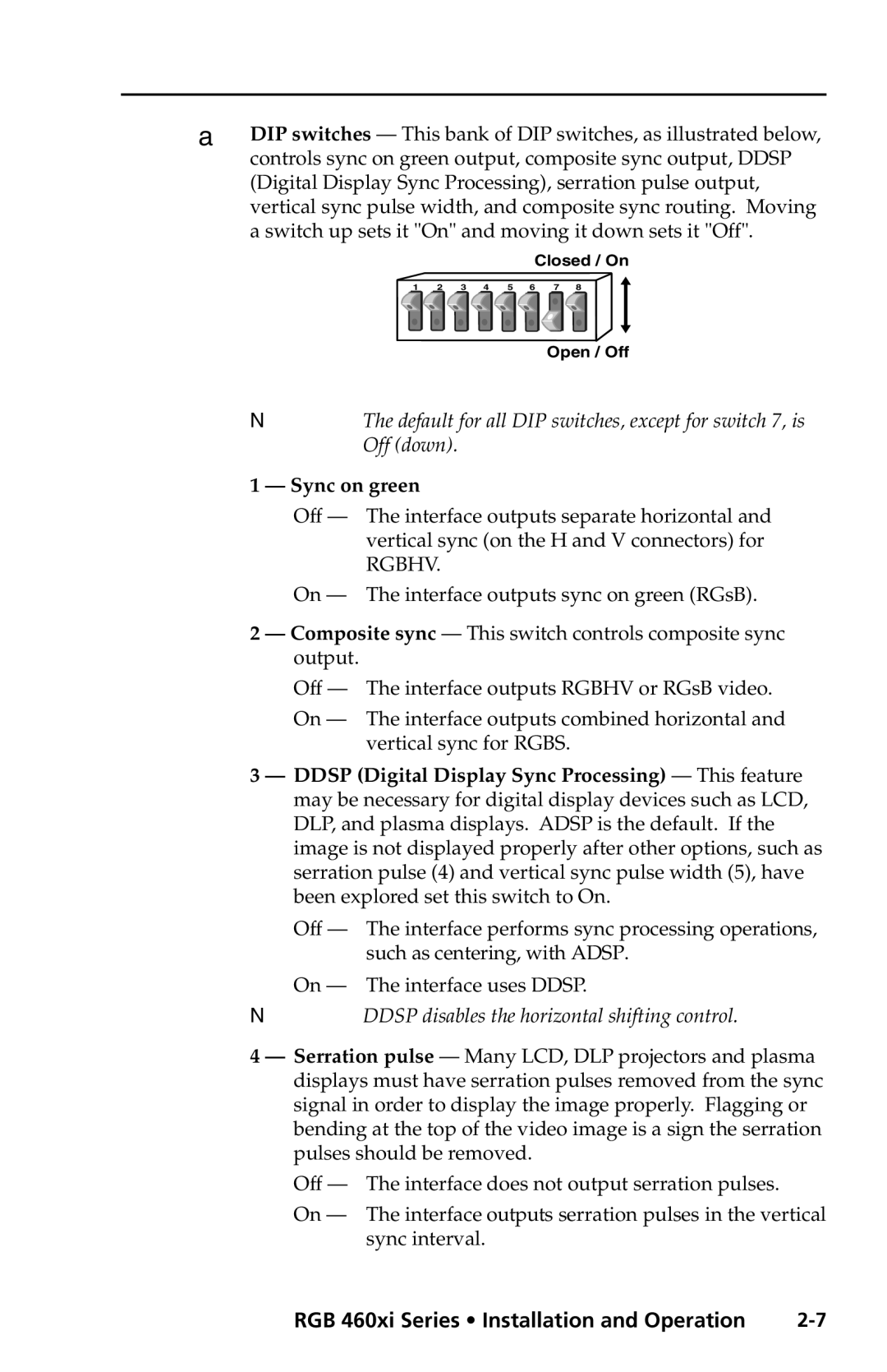 Extron electronic RGB 468xi, RGB 464XI, RGB 468 Mxi user manual Sync on green 