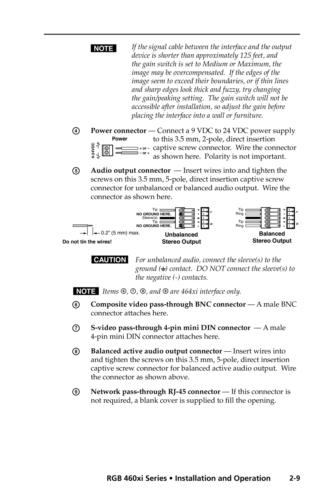 Extron electronic RGB 468 Mxi, RGB 464XI, RGB 468xi user manual Power connector Connect a 9 VDC to 24 VDC power supply 