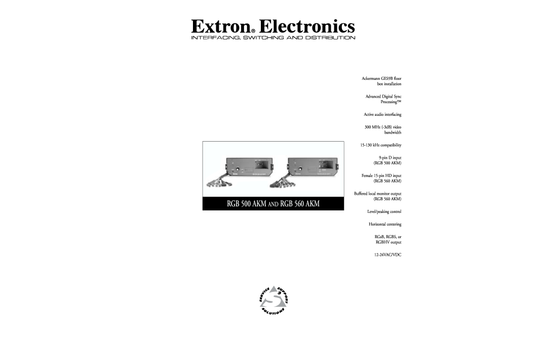 Extron electronic manual RGB 500 AKM AND RGB 560 AKM, Active audio interfacing, kHz compatibility 