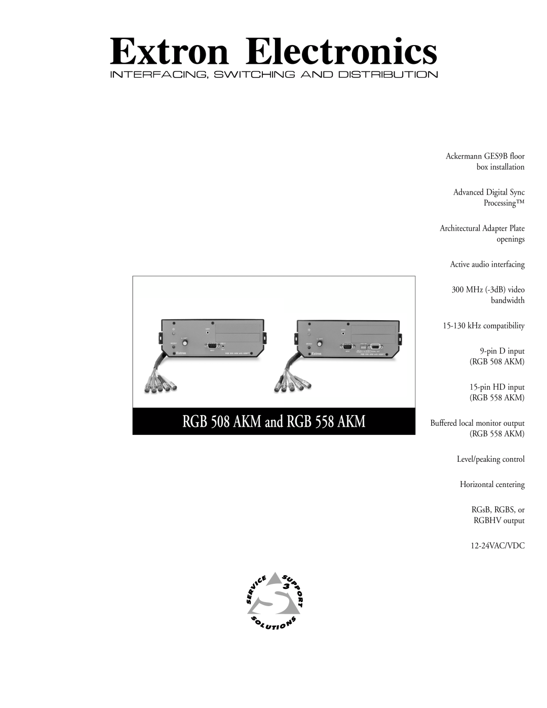 Extron electronic manual RGB 508 AKM and RGB 558 AKM, Active audio interfacing, kHz compatibility 
