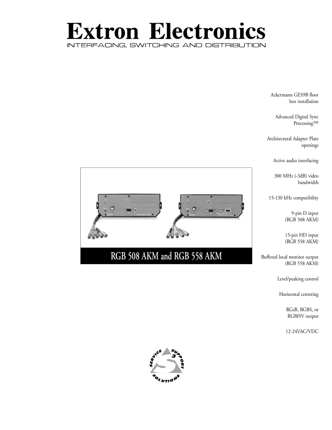 Extron electronic RGB 508 AKM manual Active audio interfacing, KHz compatibility 