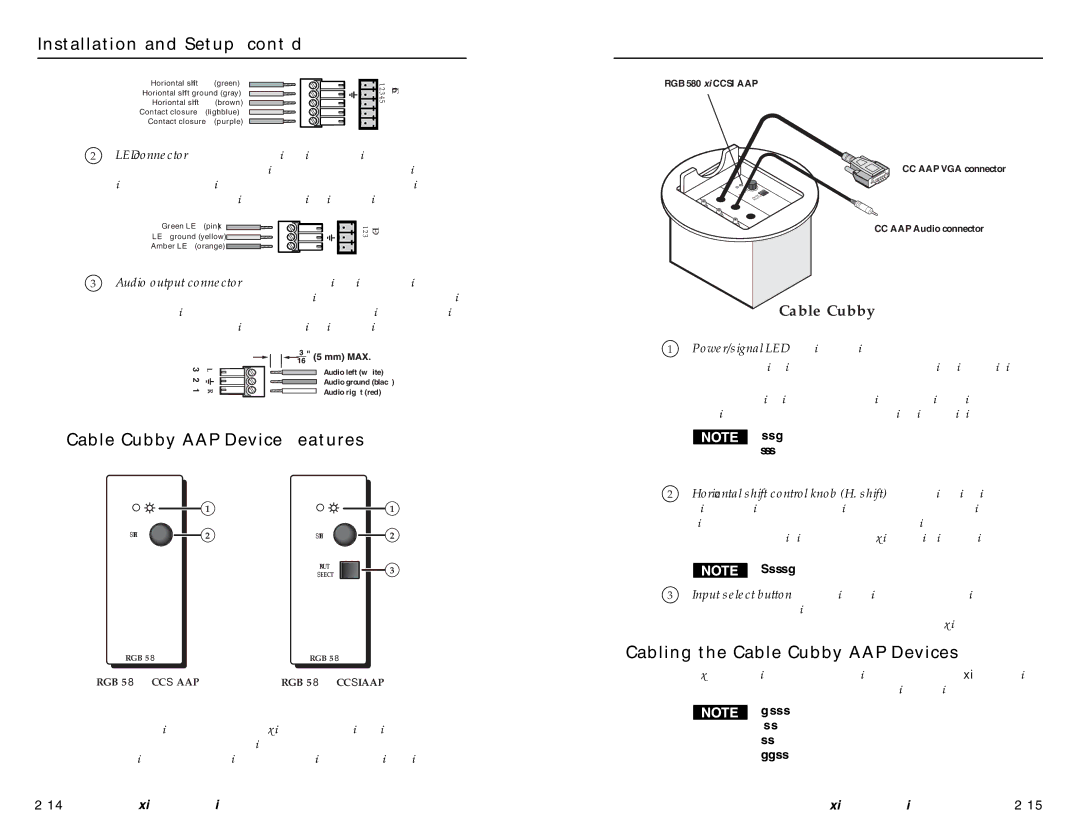 Extron electronic RGB 580XI manual Cable Cubby AAP Device Features, Cabling the Cable Cubby AAP Devices 