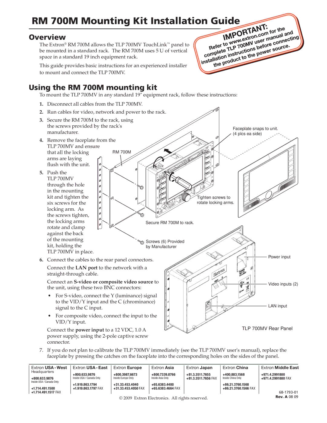 Extron electronic user manual RM 700M Mounting Kit Installation Guide, Overview, Using the RM 700M mounting kit 