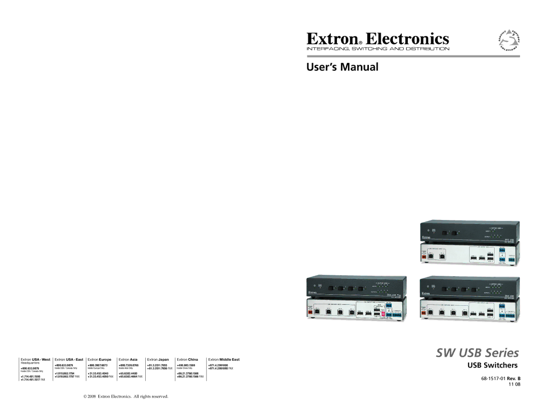 Extron electronic RSB129, RSF123, RSB 126, RSU 126 user manual SW USB Series 