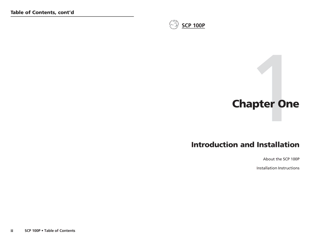 Extron electronic SCP 100P user manual One, Introduction and Installation, Table of Contents, cont’d 