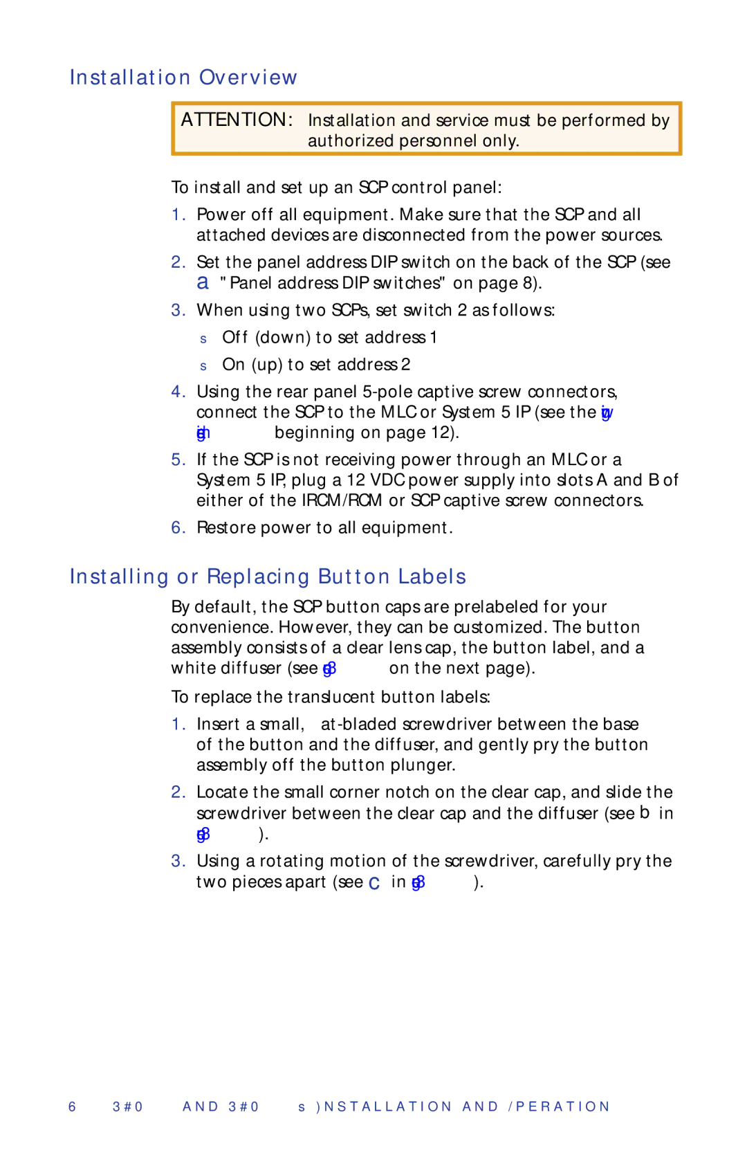 Extron electronic SCP 104, SCP 226 manual Installation Overview, Installing or Replacing Button Labels 