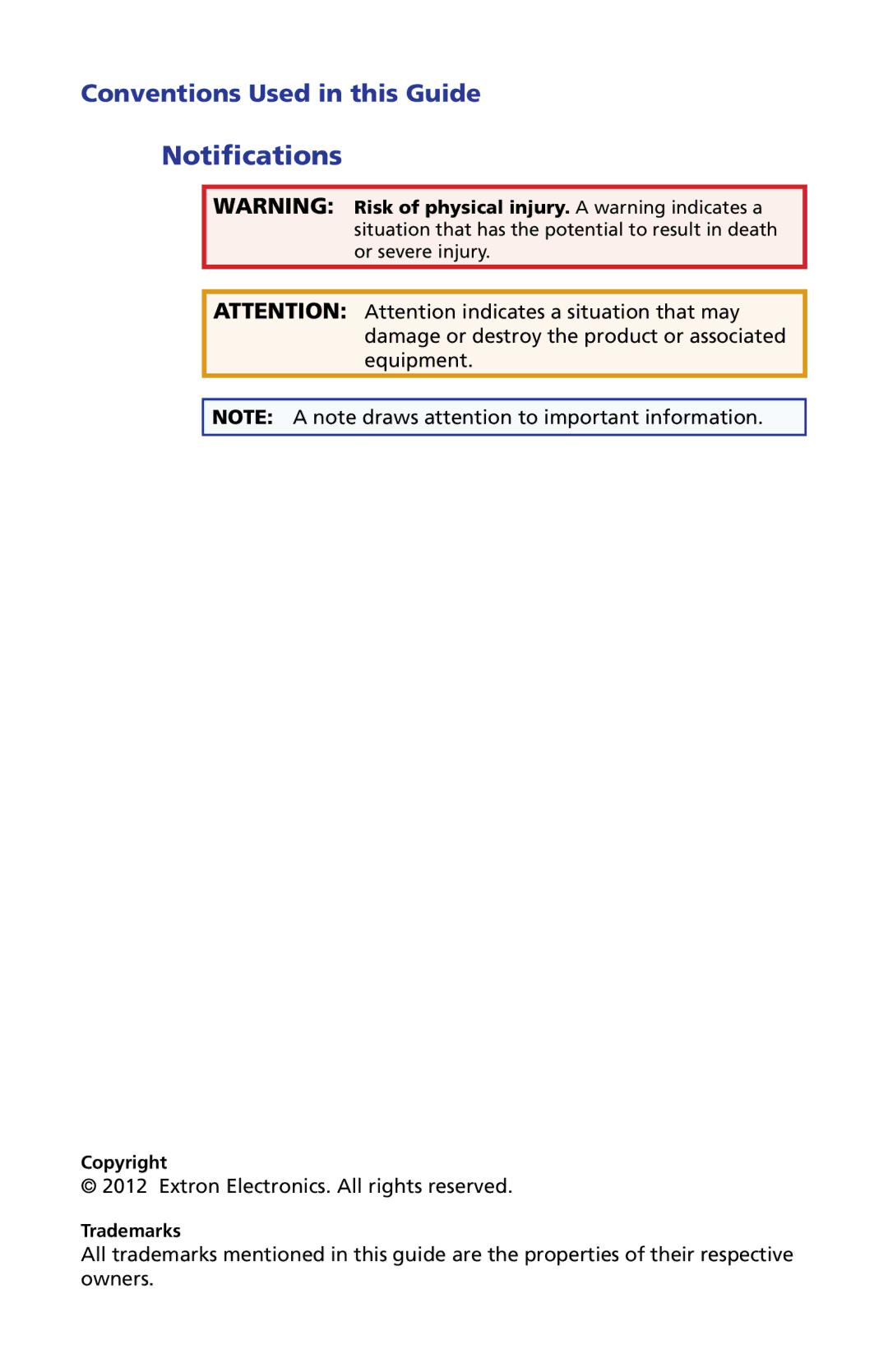 Extron electronic SCP 104, SCP 226 manual Notifications, Conventions Used in this Guide 