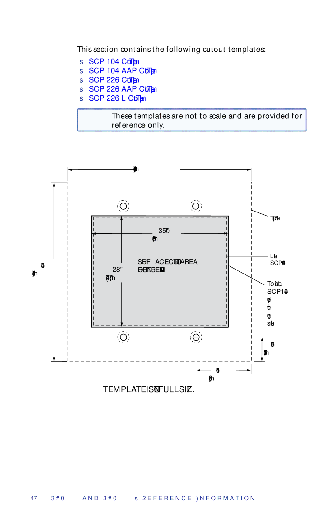 Extron electronic SCP 226 manual Cutout Templates, SCP 104 Cutout Template 