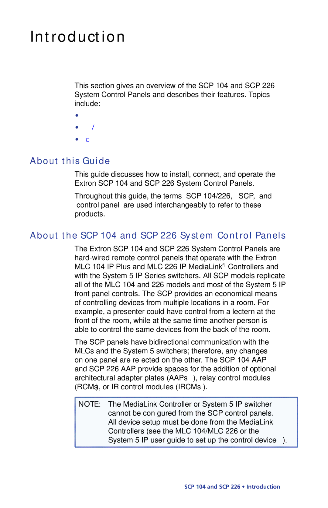 Extron electronic manual About this Guide, About the SCP 104 and SCP 226 System Control Panels 