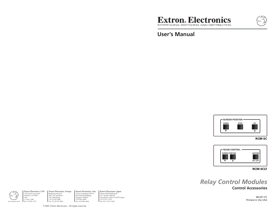 Extron electronic SCP 150 AAP user manual User’s Manual, Control Accessories 