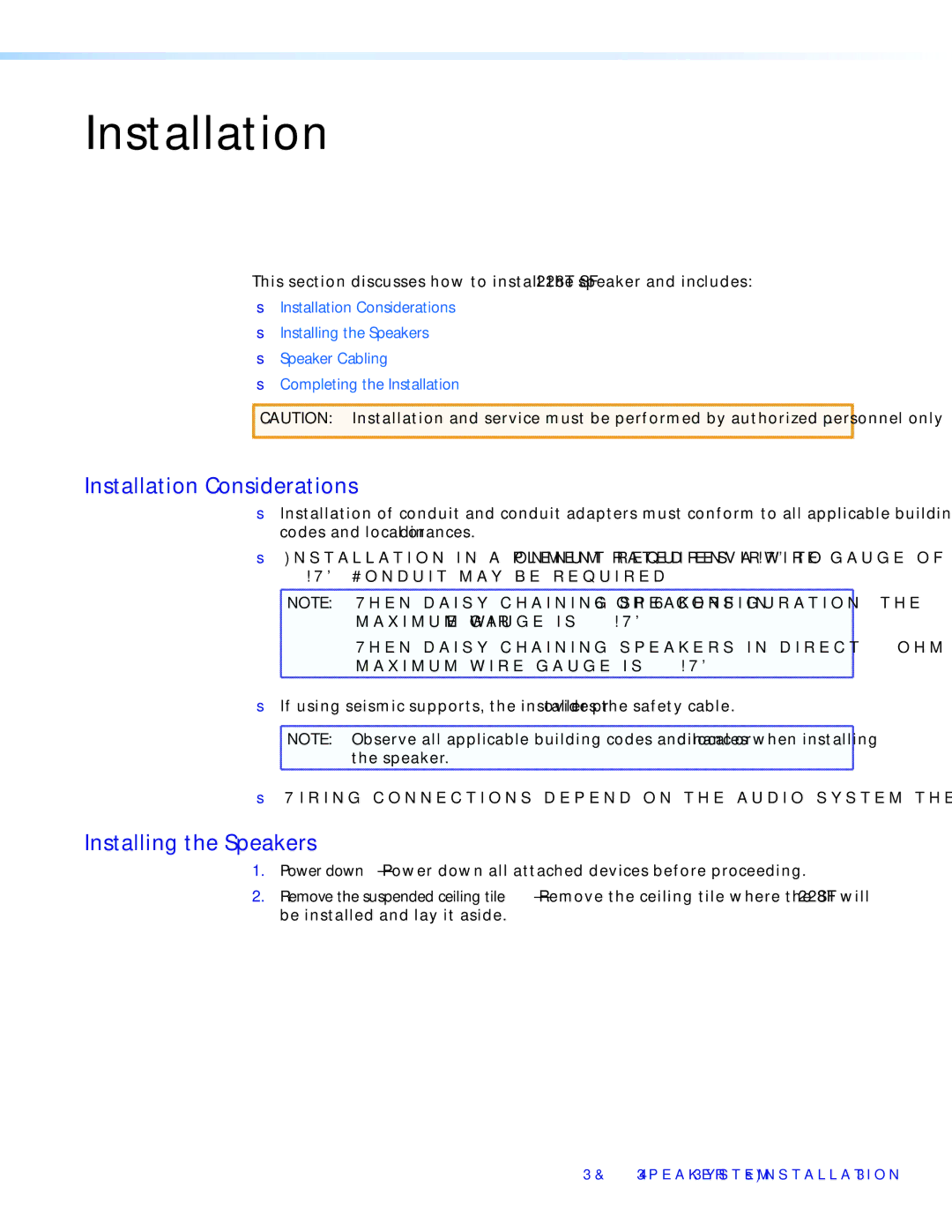 Extron electronic SF 228T manual Installation Considerations, Installing the Speakers 