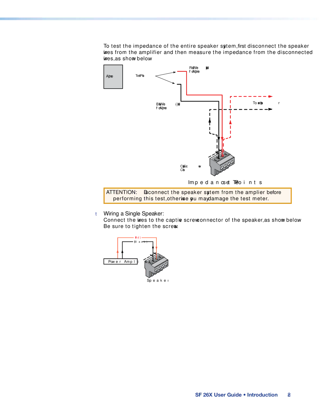 Extron electronic SF 26X manual Wiring a Single Speaker 