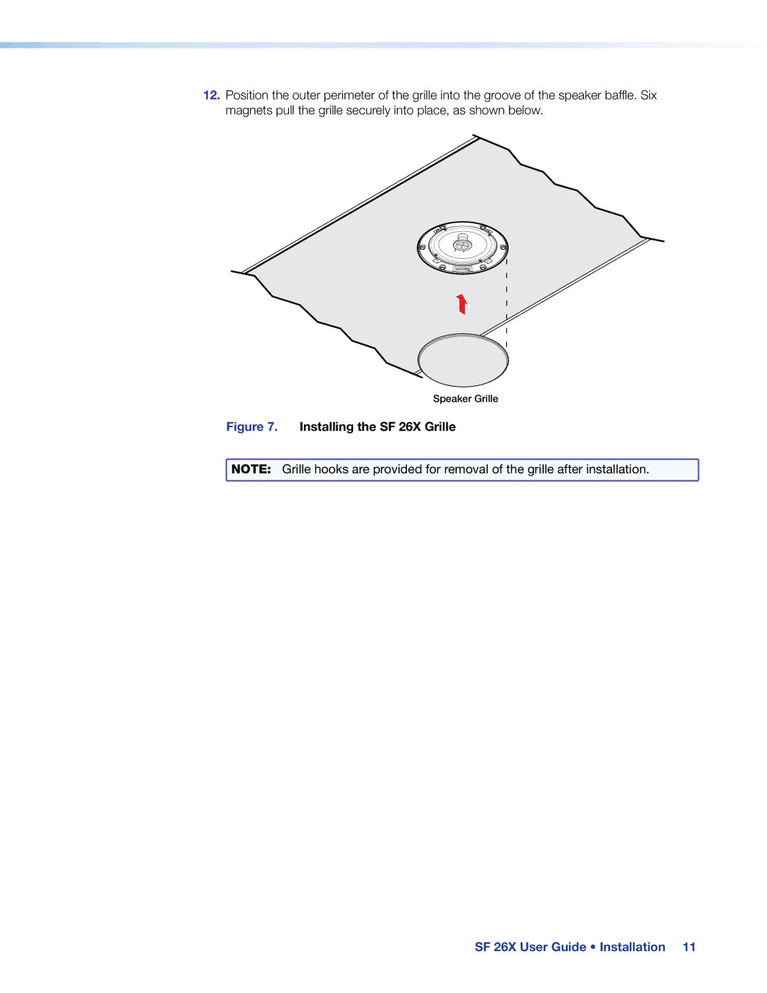 Extron electronic manual Installing the SF 26X Grille 
