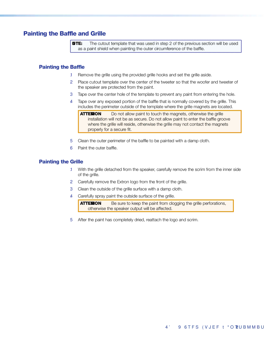 Extron electronic SF 26X manual Painting the Baffle and Grille 
