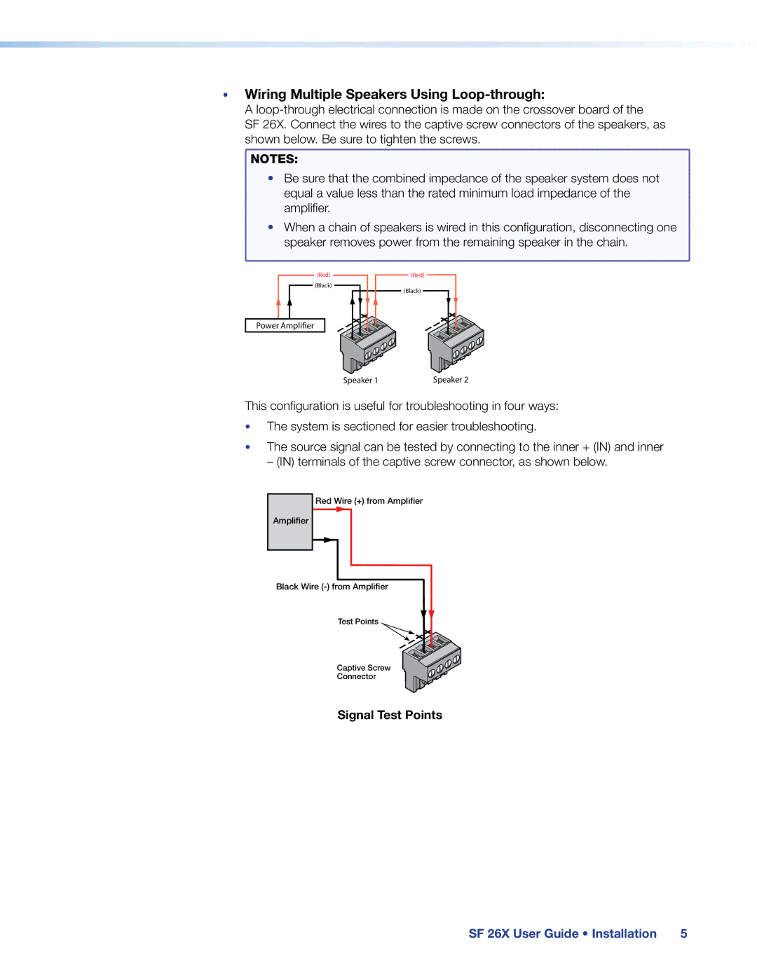 Extron electronic SF 26X manual Wiring Multiple Speakers Using Loop-through 