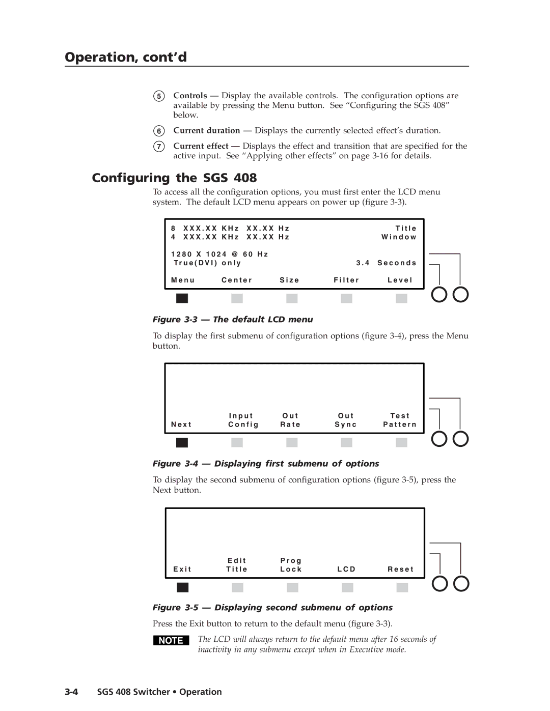 Extron electronic SGS 408 manual Operation, cont’d, Configuring the SGS 