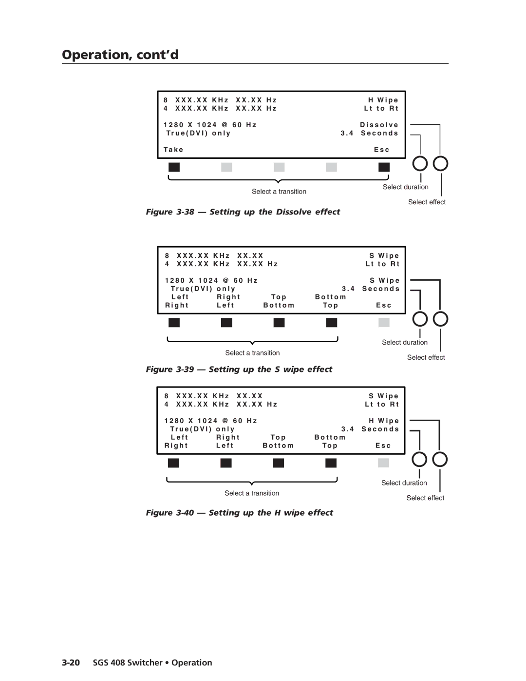 Extron electronic SGS 408 manual Setting up the Dissolve effect 