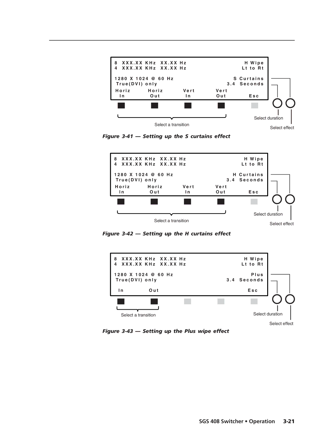 Extron electronic SGS 408 manual Setting up the S curtains effect 