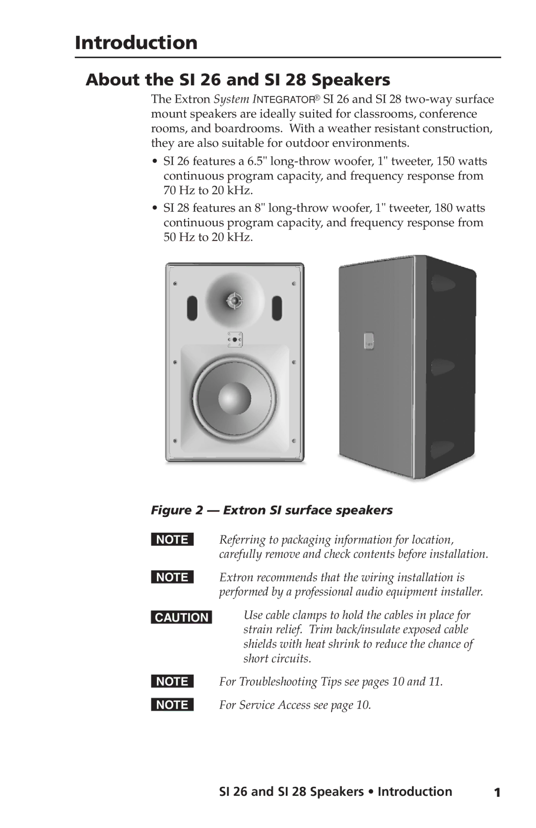 Extron electronic manual Introduction, About the SI 26 and SI 28 Speakers 