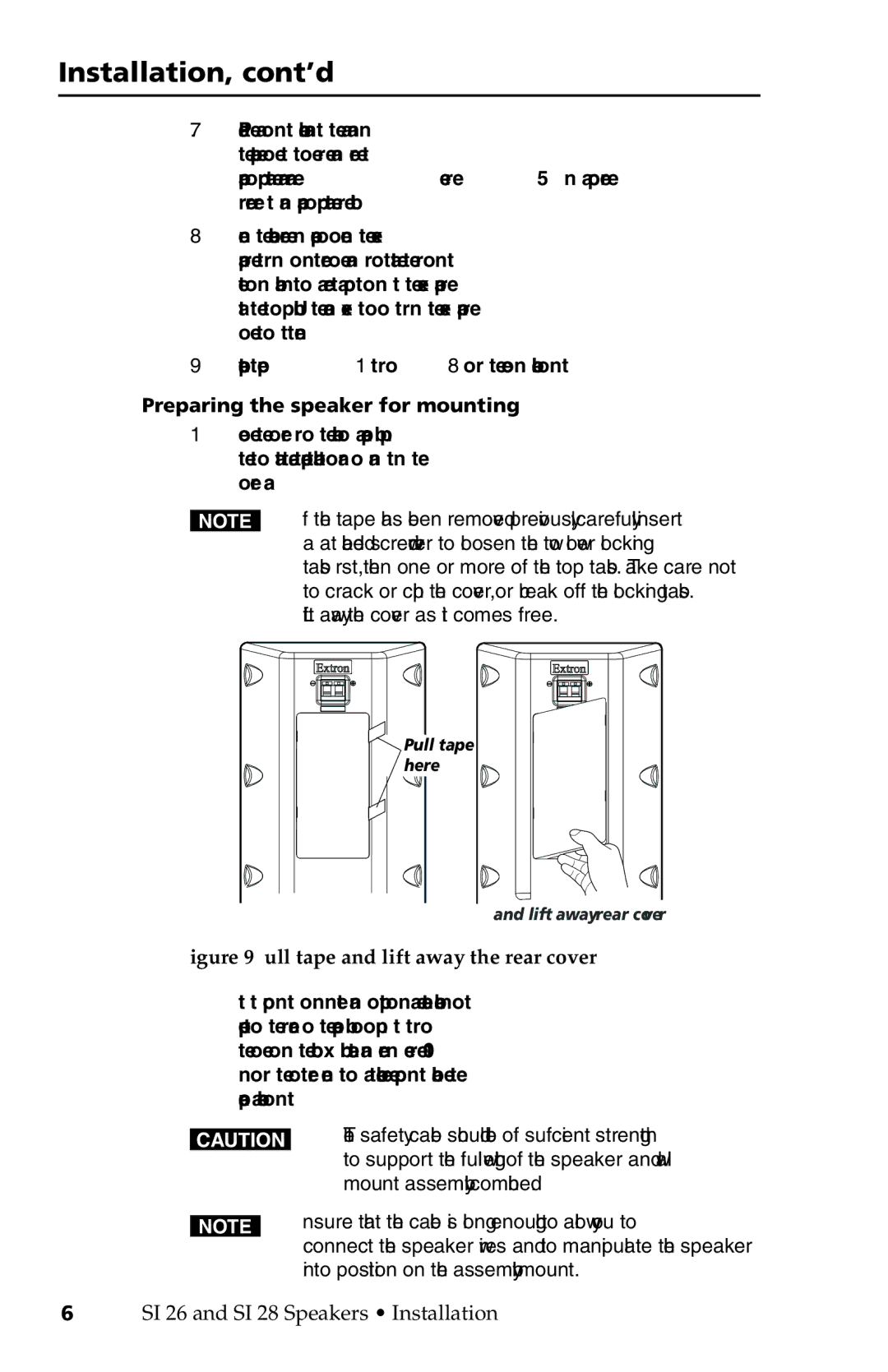 Extron electronic SI 28 manual Pull tape and lift away the rear cover 