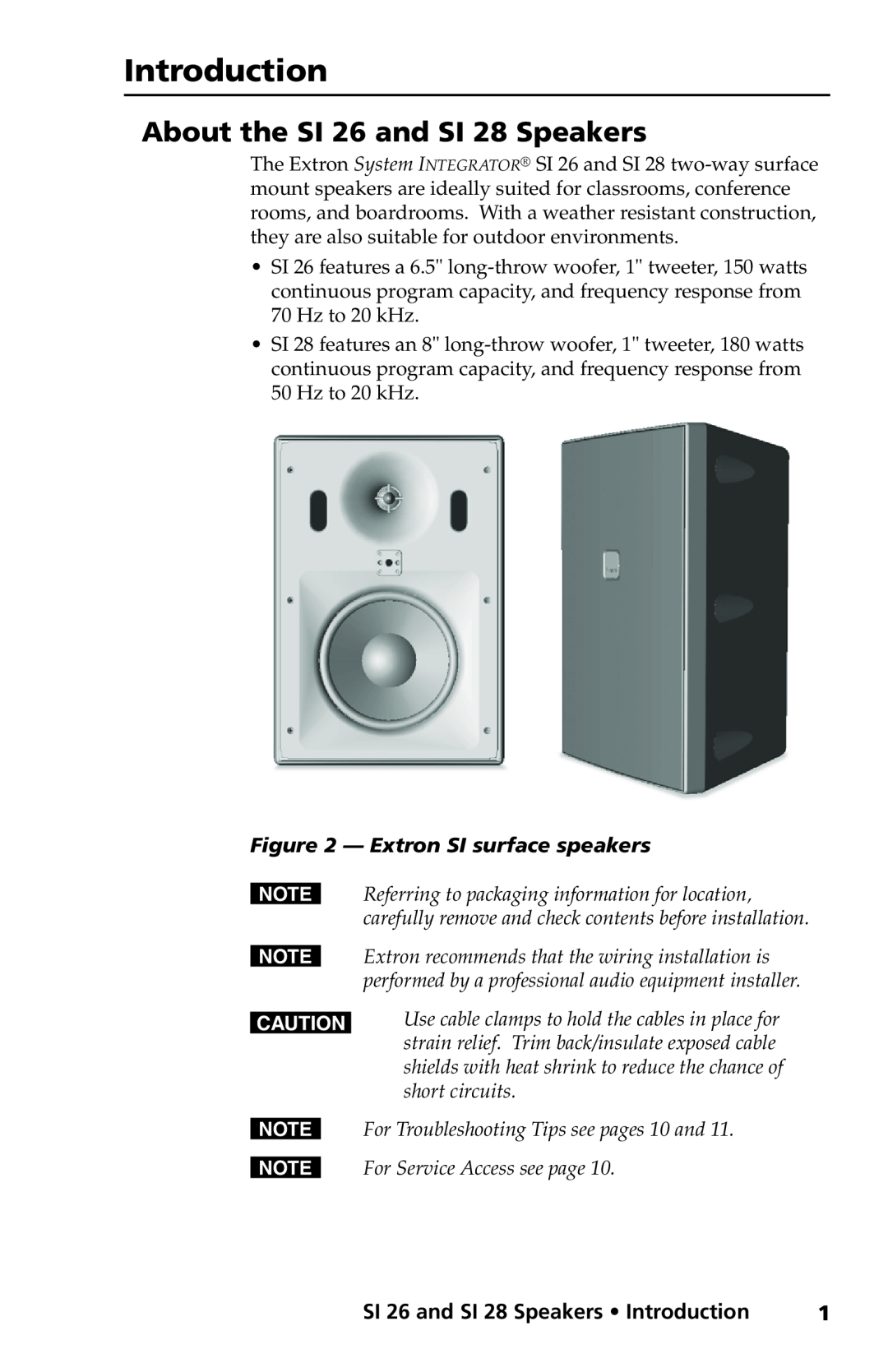 Extron electronic manual About the SI 26 and SI 28 Speakers, SI 26 and SI 28 Speakers Introduction 