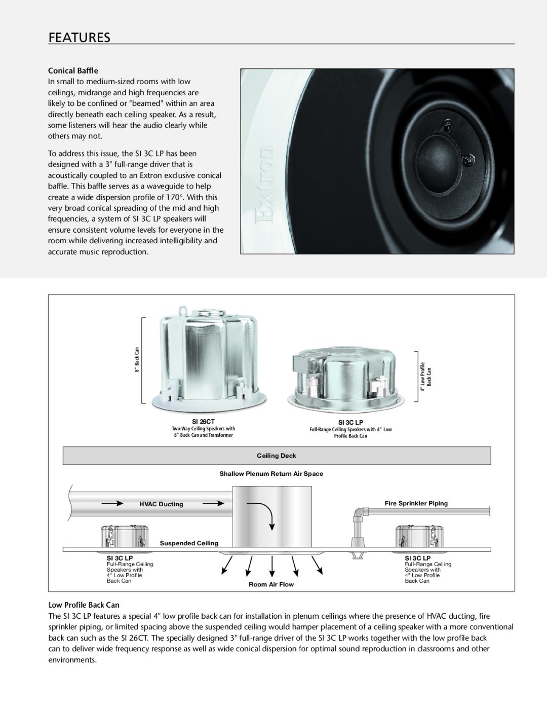 Extron electronic SI 3C LP warranty Conical Baffle 