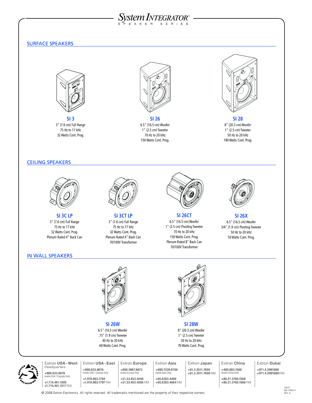 Extron electronic SI 3C LP warranty Surface speakers 