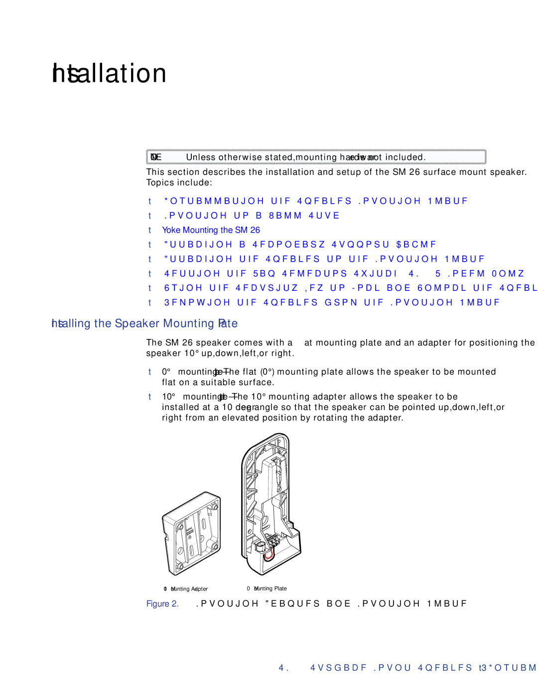 Extron electronic SM 26 manual Installing the Speaker Mounting Plate, Mounting Adapter and Mounting Plate 