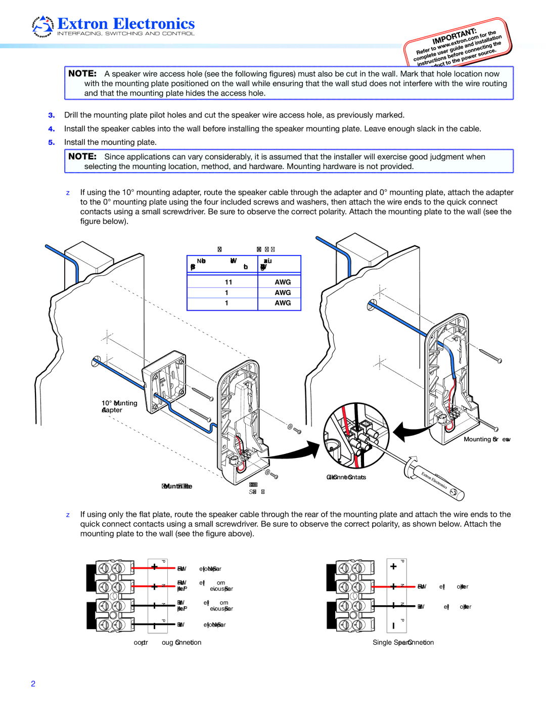 Extron electronic SM 26 setup guide That the mounting plate hides the access hole 