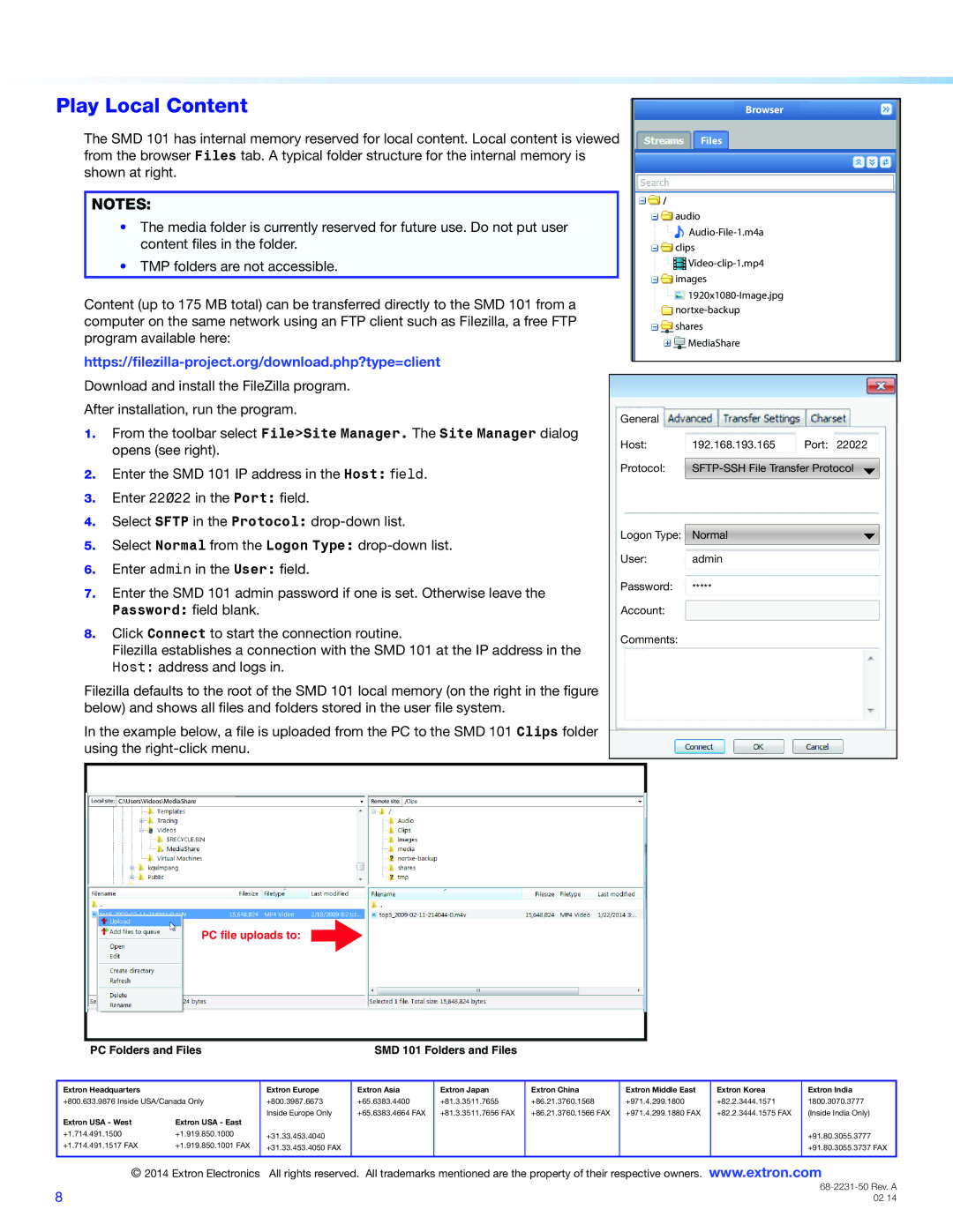 Extron electronic SMD 101 setup guide Play Local Content, Https//filezilla-project.org/download.php?type=client 