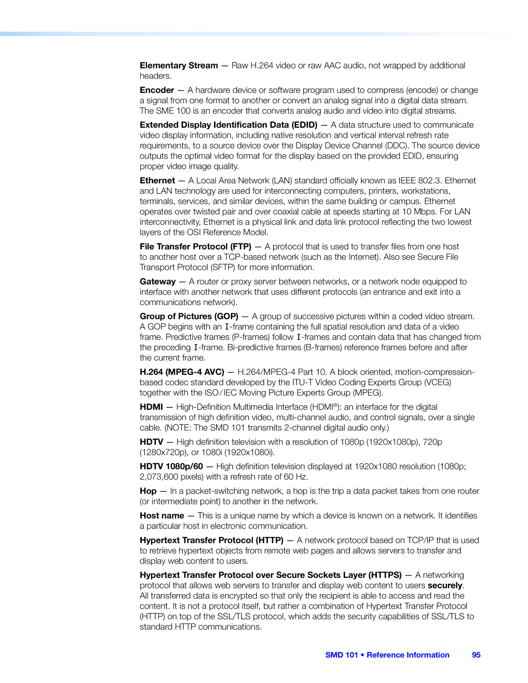 Extron electronic manual SMD 101 Reference Information 