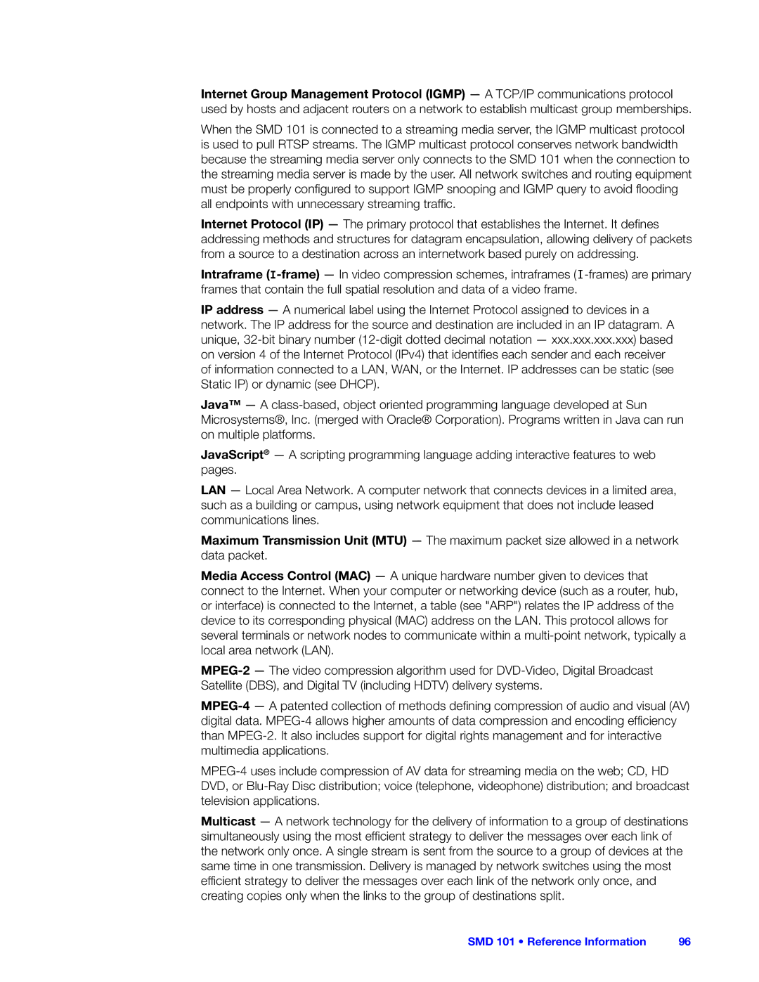 Extron electronic manual SMD 101 Reference Information 