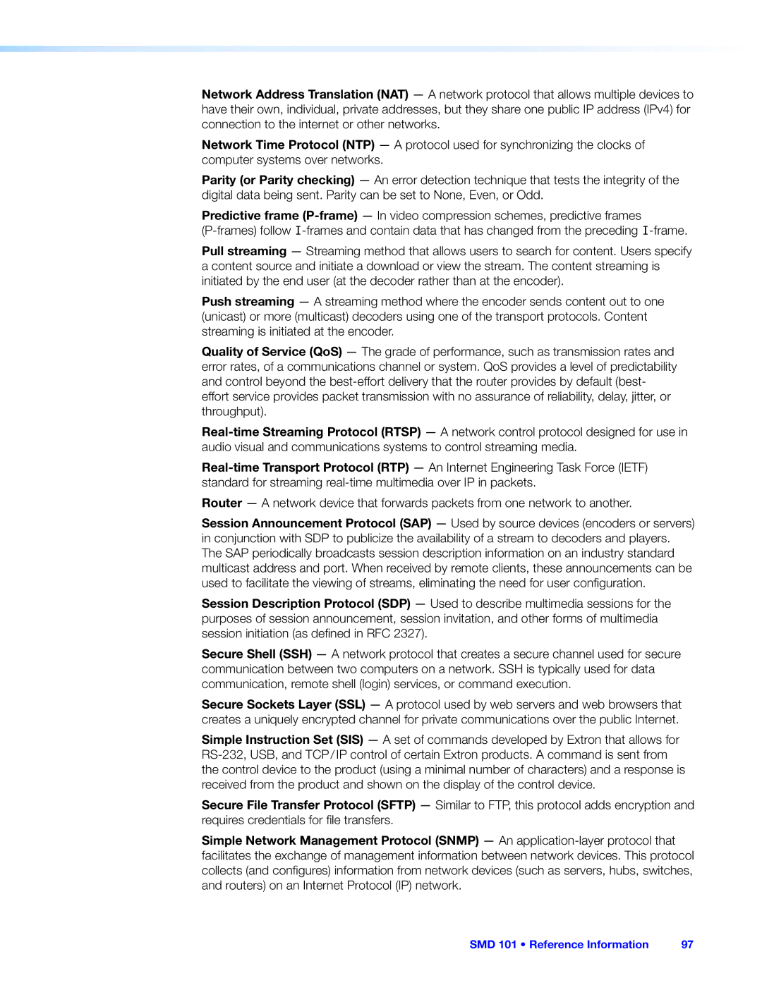 Extron electronic manual SMD 101 Reference Information 