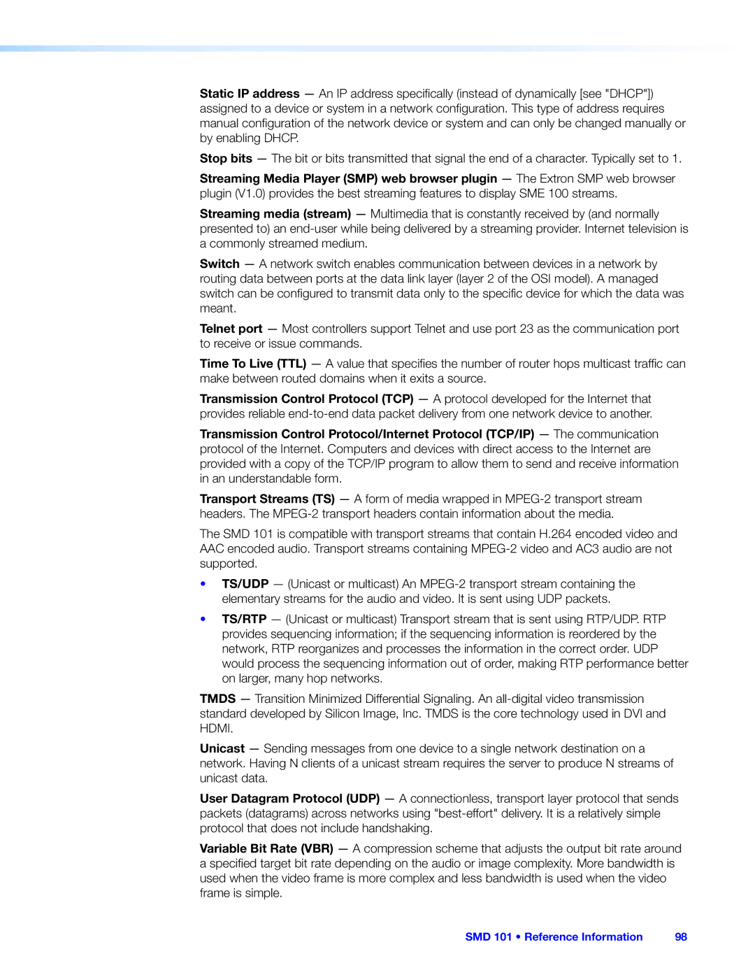 Extron electronic manual SMD 101 Reference Information 