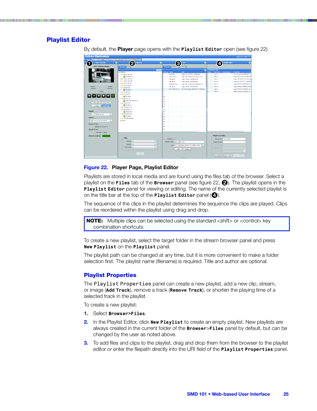 Extron electronic SMD 101 manual Playlist Editor, Playlist Properties 