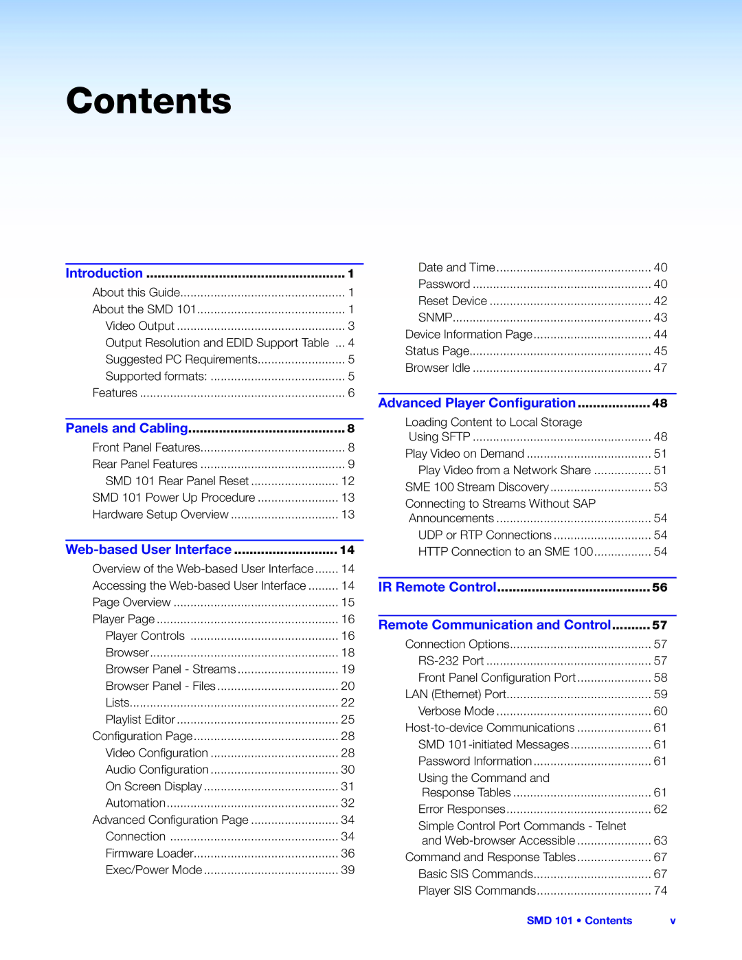 Extron electronic SMD 101 manual Contents 