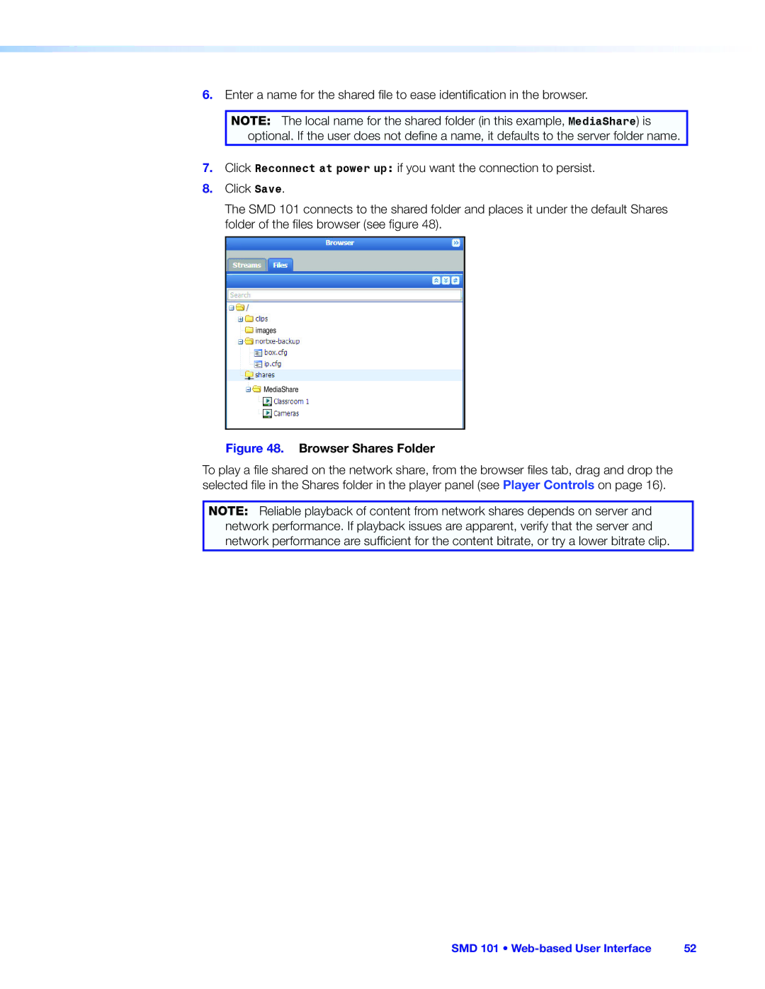 Extron electronic SMD 101 manual Browser Shares Folder 